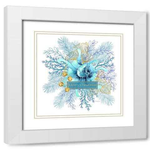 Ocean Wreath Christmas White Modern Wood Framed Art Print with Double Matting by Mitchell, Tina