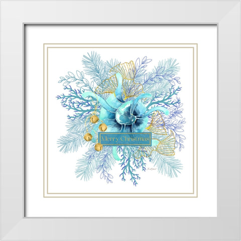 Ocean Wreath Christmas White Modern Wood Framed Art Print with Double Matting by Mitchell, Tina