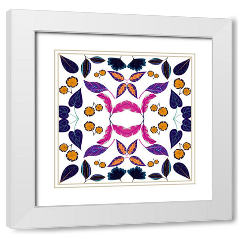 Falling Leaves White Modern Wood Framed Art Print with Double Matting by Mitchell, Tina