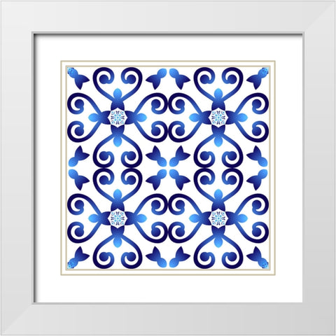 Mediterranean Mosaic Tile White Modern Wood Framed Art Print with Double Matting by Mitchell, Tina