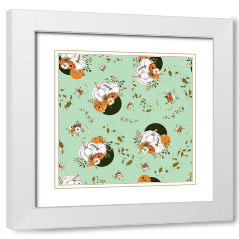 Pumpkin Flower Mint White Modern Wood Framed Art Print with Double Matting by Mitchell, Tina