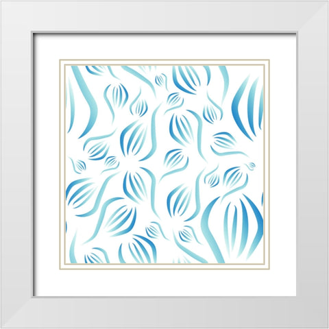 Leaf Abstract Pattern White White Modern Wood Framed Art Print with Double Matting by Mitchell, Tina