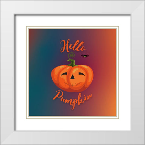 Hello Pumpkin White Modern Wood Framed Art Print with Double Matting by Mitchell, Tina