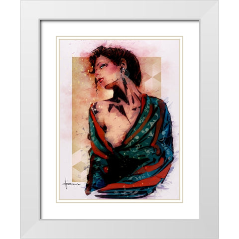 Evening White Modern Wood Framed Art Print with Double Matting by TMBorenstein