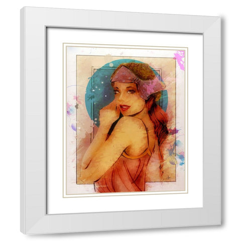 PINK RIBBON White Modern Wood Framed Art Print with Double Matting by TMBorenstein