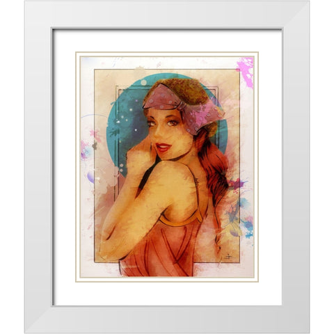 PINK RIBBON White Modern Wood Framed Art Print with Double Matting by TMBorenstein