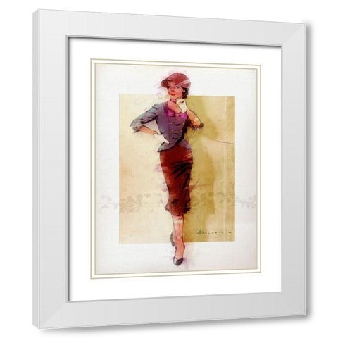 Standing There White Modern Wood Framed Art Print with Double Matting by TMBorenstein