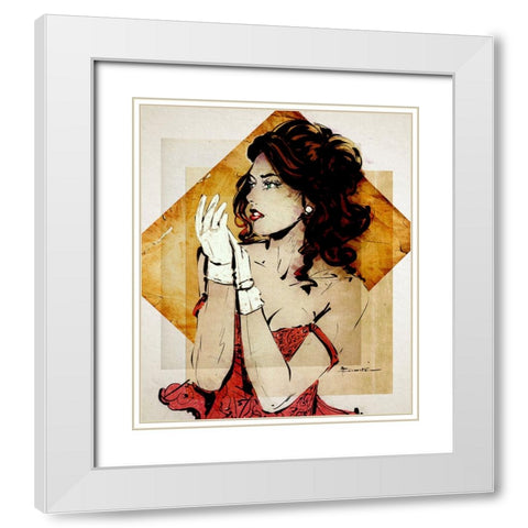 Encore White Modern Wood Framed Art Print with Double Matting by TMBorenstein