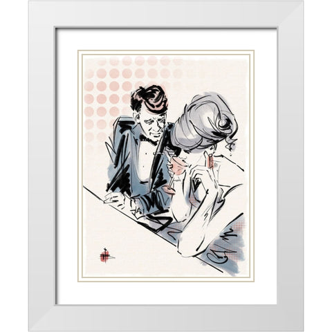 Happy Hour White Modern Wood Framed Art Print with Double Matting by TMBorenstein