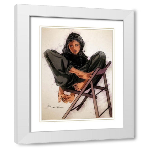 Just Relax White Modern Wood Framed Art Print with Double Matting by TMBorenstein