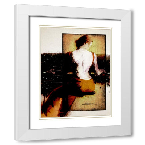 Piano Bar White Modern Wood Framed Art Print with Double Matting by TMBorenstein