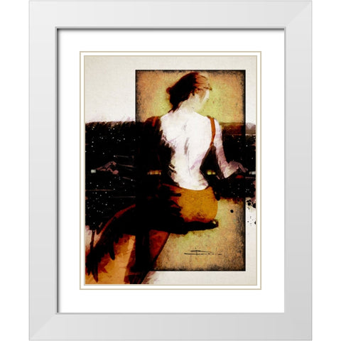 Piano Bar White Modern Wood Framed Art Print with Double Matting by TMBorenstein
