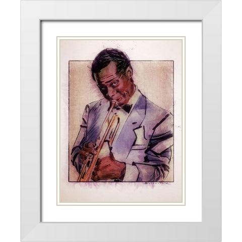 Jazz Man White Modern Wood Framed Art Print with Double Matting by TMBorenstein