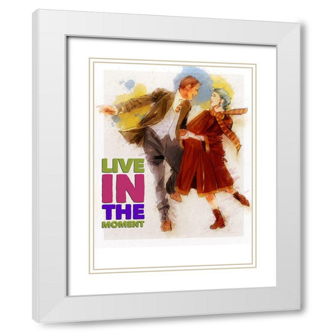 Live In The Moment White Modern Wood Framed Art Print with Double Matting by TMBorenstein