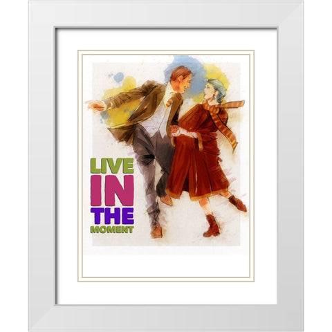 Live In The Moment White Modern Wood Framed Art Print with Double Matting by TMBorenstein