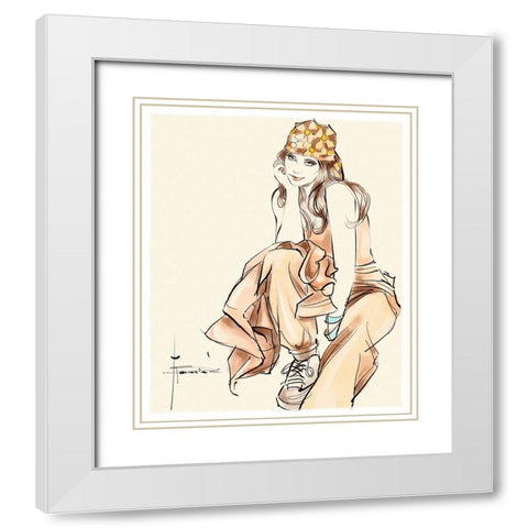 Chillin White Modern Wood Framed Art Print with Double Matting by TMBorenstein