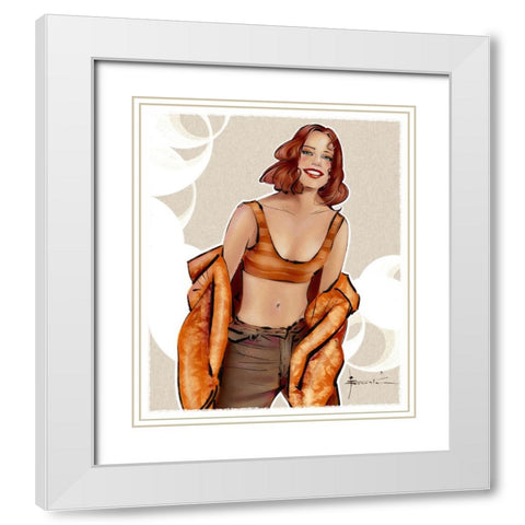Cinnamon Girl White Modern Wood Framed Art Print with Double Matting by TMBorenstein