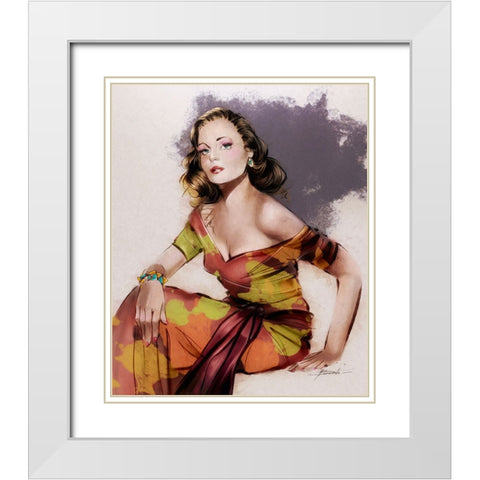 Fem Noir White Modern Wood Framed Art Print with Double Matting by TMBorenstein