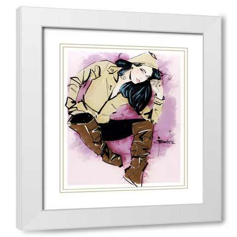 Rainy Day People White Modern Wood Framed Art Print with Double Matting by TMBorenstein