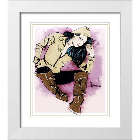 Rainy Day People White Modern Wood Framed Art Print with Double Matting by TMBorenstein
