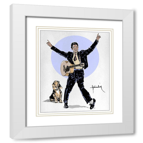 Hound Dog White Modern Wood Framed Art Print with Double Matting by TMBorenstein