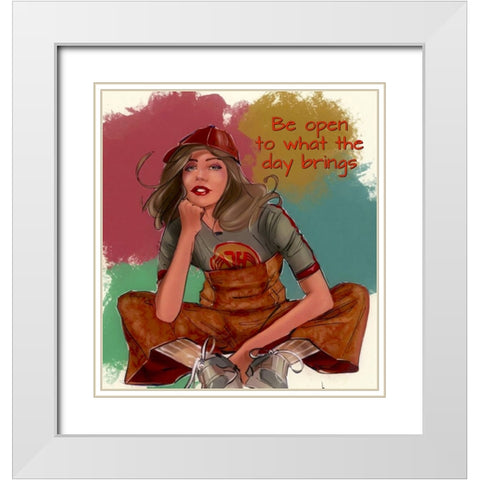 Be Open White Modern Wood Framed Art Print with Double Matting by TMBorenstein