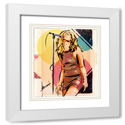 42 Rocker Girl White Modern Wood Framed Art Print with Double Matting by TMBorenstein