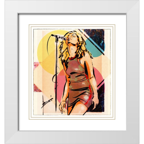 42 Rocker Girl White Modern Wood Framed Art Print with Double Matting by TMBorenstein