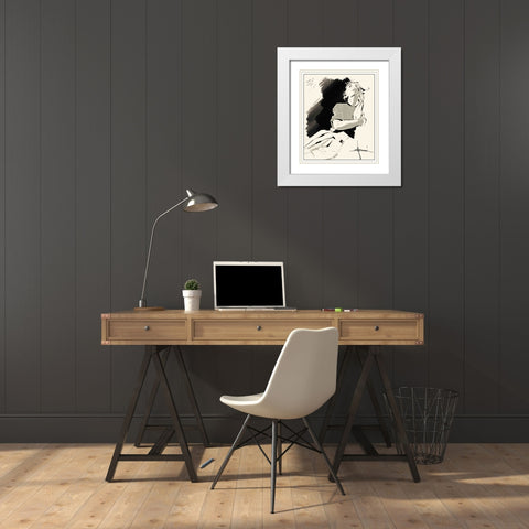 46 Thinking White Modern Wood Framed Art Print with Double Matting by TMBorenstein