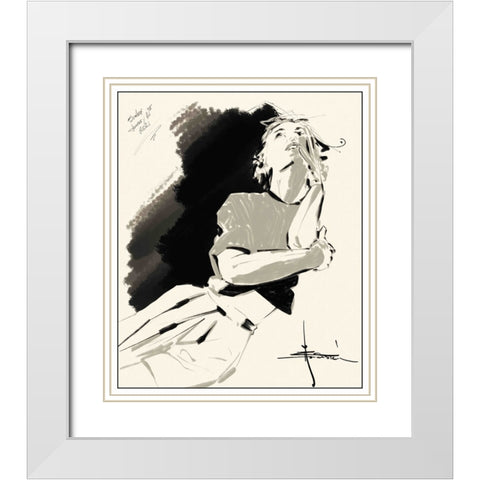 46 Thinking White Modern Wood Framed Art Print with Double Matting by TMBorenstein