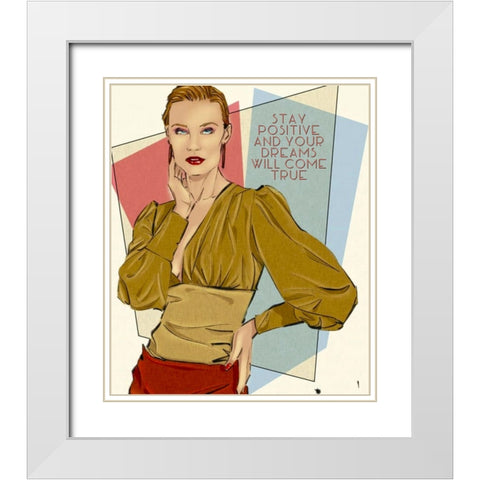 49 Stay Positive White Modern Wood Framed Art Print with Double Matting by TMBorenstein