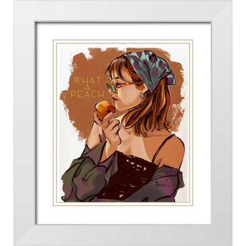 58 What A Peach White Modern Wood Framed Art Print with Double Matting by TMBorenstein