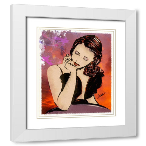 59 What Are You Thinking White Modern Wood Framed Art Print with Double Matting by TMBorenstein