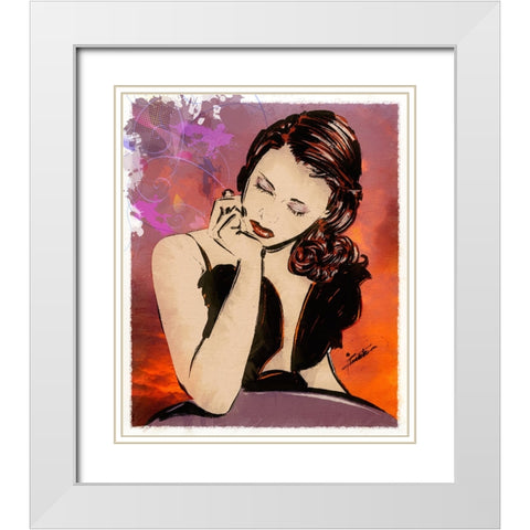 59 What Are You Thinking White Modern Wood Framed Art Print with Double Matting by TMBorenstein