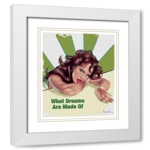 60 What Dreams White Modern Wood Framed Art Print with Double Matting by TMBorenstein