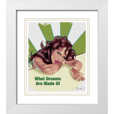 60 What Dreams White Modern Wood Framed Art Print with Double Matting by TMBorenstein