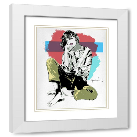 Calliope White Modern Wood Framed Art Print with Double Matting by TMBorenstein
