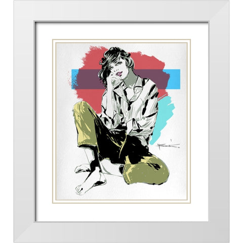 Calliope White Modern Wood Framed Art Print with Double Matting by TMBorenstein