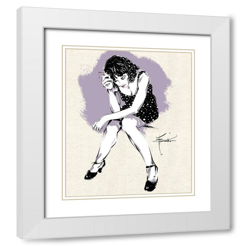 Sitting Alone White Modern Wood Framed Art Print with Double Matting by TMBorenstein