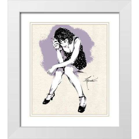 Sitting Alone White Modern Wood Framed Art Print with Double Matting by TMBorenstein