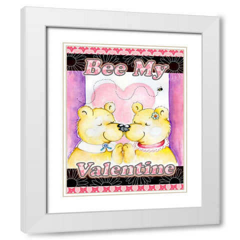 Bee My Valentine White Modern Wood Framed Art Print with Double Matting by Wade, Valarie