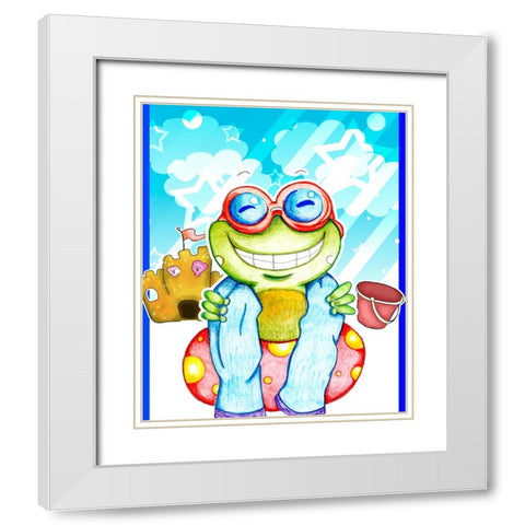 Summer Froggy White Modern Wood Framed Art Print with Double Matting by Wade, Valarie