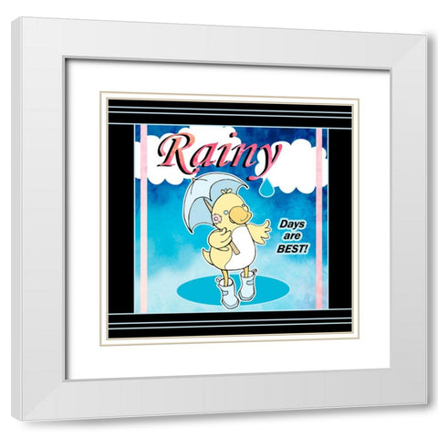 Rainy Days White Modern Wood Framed Art Print with Double Matting by Wade, Valarie