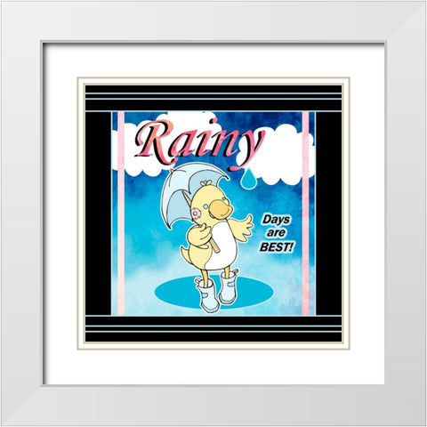 Rainy Days White Modern Wood Framed Art Print with Double Matting by Wade, Valarie
