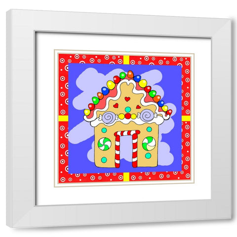 Gingerbread House White Modern Wood Framed Art Print with Double Matting by Wade, Valarie