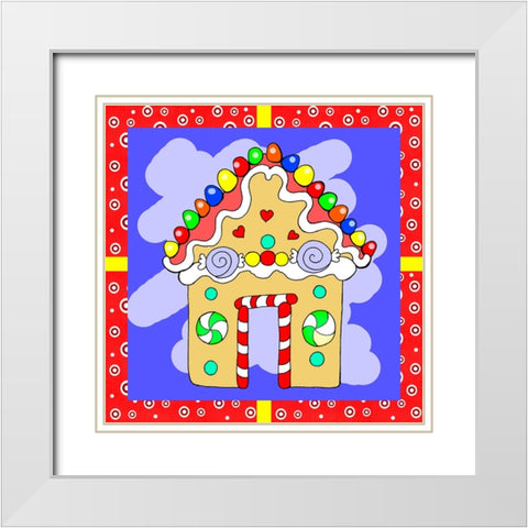 Gingerbread House White Modern Wood Framed Art Print with Double Matting by Wade, Valarie