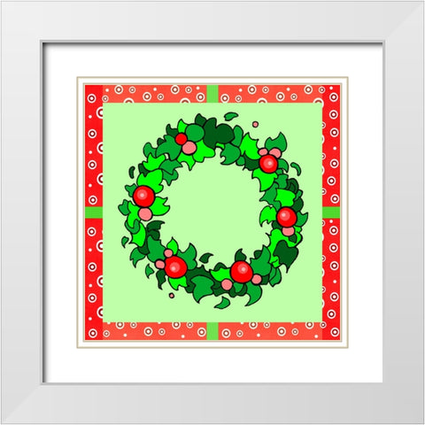 Wreath Green White Modern Wood Framed Art Print with Double Matting by Wade, Valarie