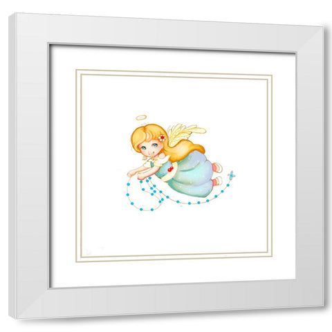 Flying Angel White Modern Wood Framed Art Print with Double Matting by Wade, Valarie
