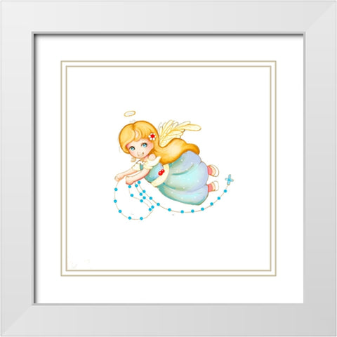 Flying Angel White Modern Wood Framed Art Print with Double Matting by Wade, Valarie