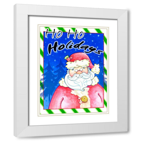 Ho Ho Holidays White Modern Wood Framed Art Print with Double Matting by Wade, Valarie